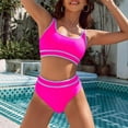 thumbnail image 4 of TOWED22 Women's High Waisted Bikini Sets Sporty Two Piece Swimsuits Color Block Cheeky High Cut Bathing Suits（Hot Pink,XL）, 4 of 7