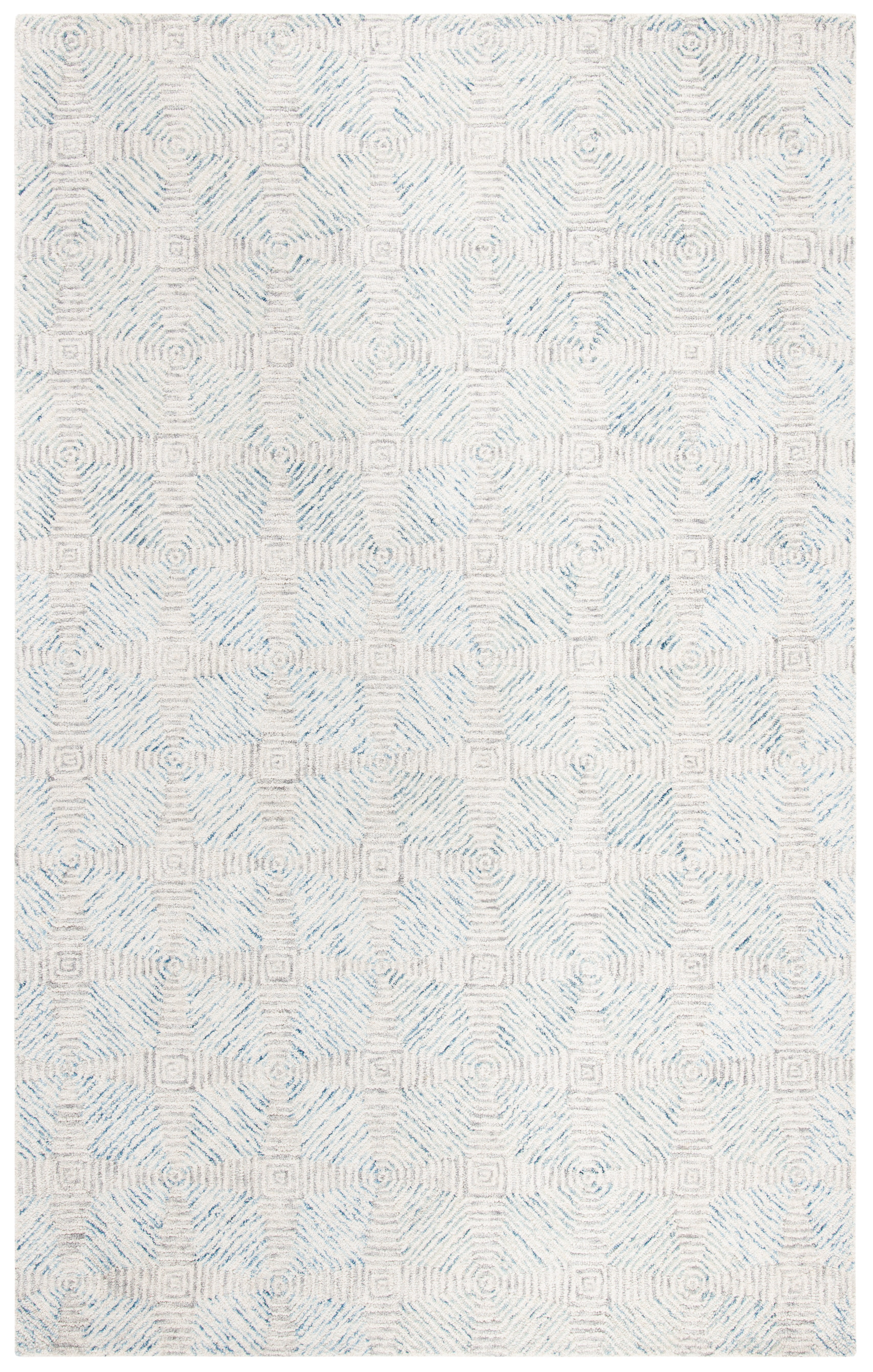 SAFAVIEH Abstract Qendro Geometric Area Rug, Ivory/Light Blue, 4' x 6'