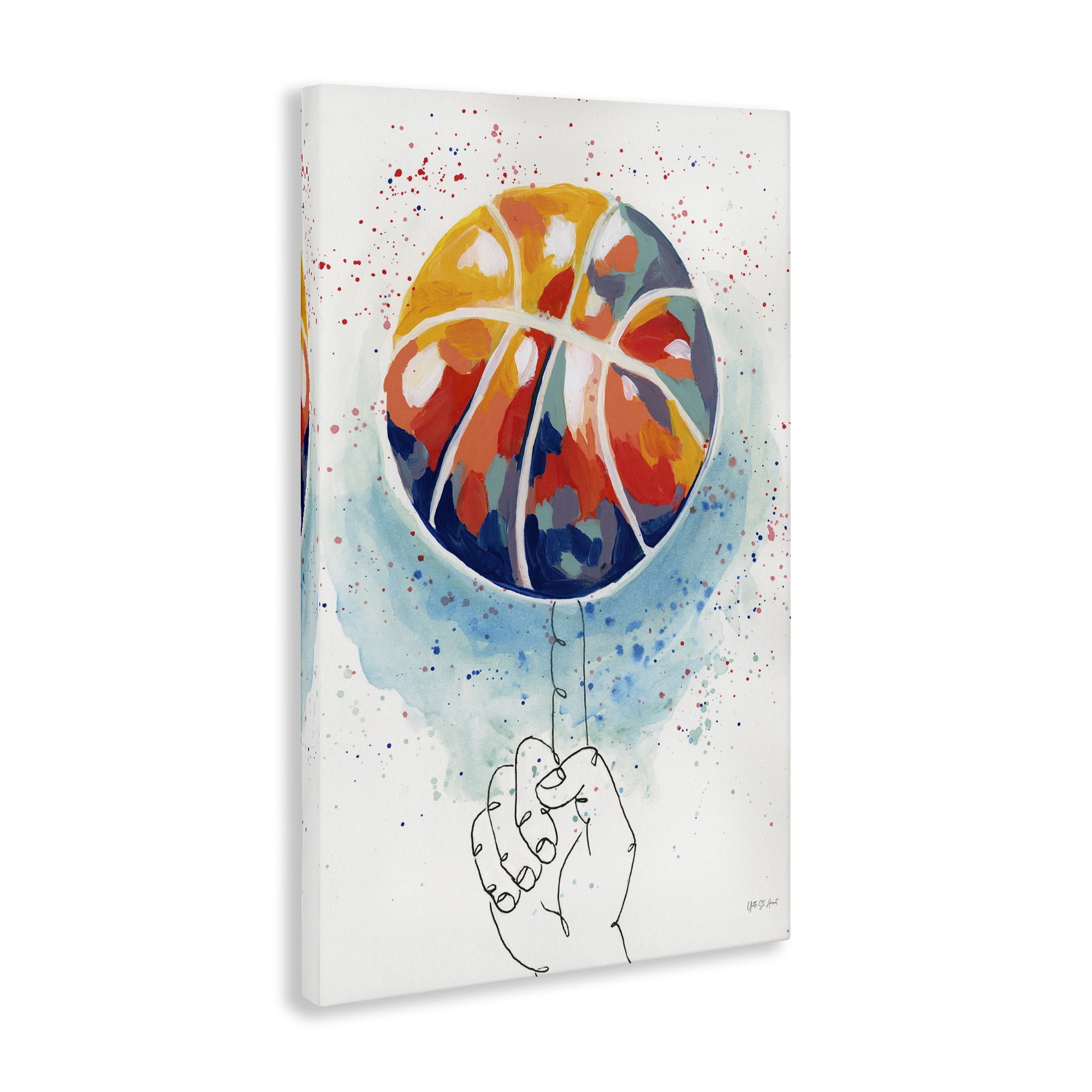 Stupell Industries Abstract Basketball Trick Sports Painting Wrapped Canvas Art Print Wall Art, 20 x 30