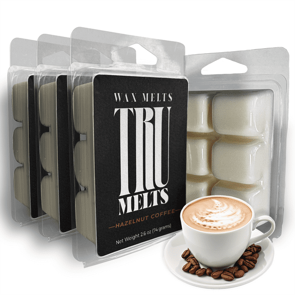 Hazelnut Coffee Wax Melt 4 Pack | 4 Highly Scented 2.6 oz Bars | TruMelts Premium Soy Wax Melts