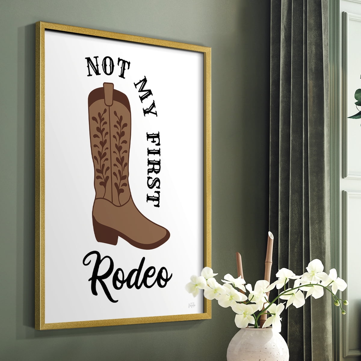 Not My First Rodeo in Gold Solid Wood 8 x 10 Framed Print