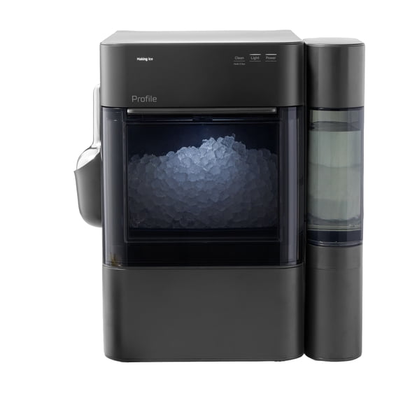 Restored GE Profile Opal 2.0 Chewable Nugget Ice Maker + Side Tank, Black Stainless Countertop Icemaker, 38lbs Daily Ice Production (Refurbished)