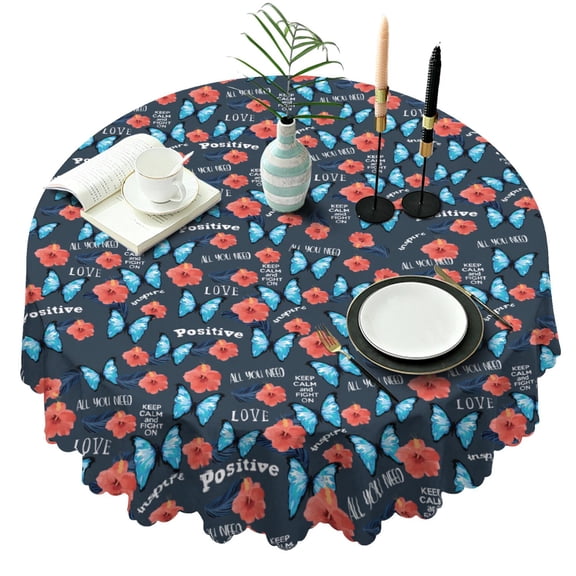 Round Tablecloth Spring Summer 60 x 60 Inch flower Table Cover for Party Dinner Picnic Round
