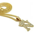 thumbnail image 5 of Icemond Rhinestone Studded Crown Small Initial Alphabet Letter Pendant Necklace 24" Cuban Chain Necklace in Gold Tone, 5 of 5