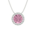 thumbnail image 2 of 1.24 ct Brilliant Round Cut Halo VVS1 Genuine Pink Zircon Solid 18k White Solid Gold Everyday Affordable Designer Necklace Pendant with 18" Solid Gold Chain by Clara Pucci, 2 of 6