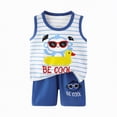 thumbnail image 4 of KPOPLK Baby Boy Clothes Toddler Summer Outfit Sleeveless T-Shirt Tee Tops + Shorts 6 12 18 24 Months 2T 3T Clothing Set Size 5-6 Years,Blue, 4 of 4