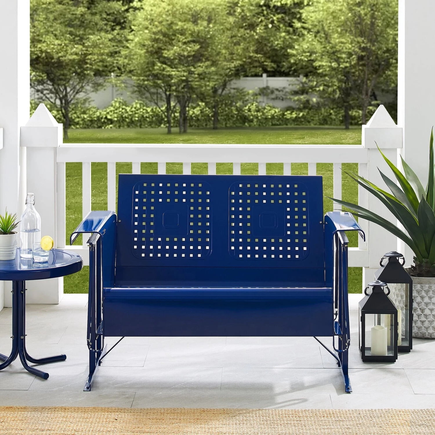 Maykoosh Outdoor Patio Loveseat & Porch Glider for Smooth & Stylish Seating - Navy Gloss Metal