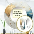 thumbnail image 3 of Designart "Cosmic Paint In Gold And Blue" Abstract Painting Beige Large Round Mirror - Round Bedroom Mirror Wall Decor - Modern Round Printed Mirror - 23" x 23", 3 of 6