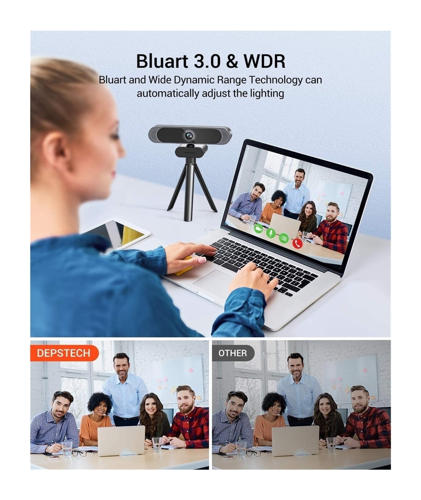4K 8MP HD Webcam With Noise-Canceling Microphone/ Privacy Cover/ Tripod Play USB Web Camera For Meeting Video ,HD Video
