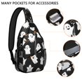 thumbnail image 2 of Sling Backpack,Halloween Cute Ghosts Pattern Sling Bag with Water Bottle Holder,Waterproof Sling Bag for Men/Women with Headphone Jack for Hiking,Travel, 2 of 6
