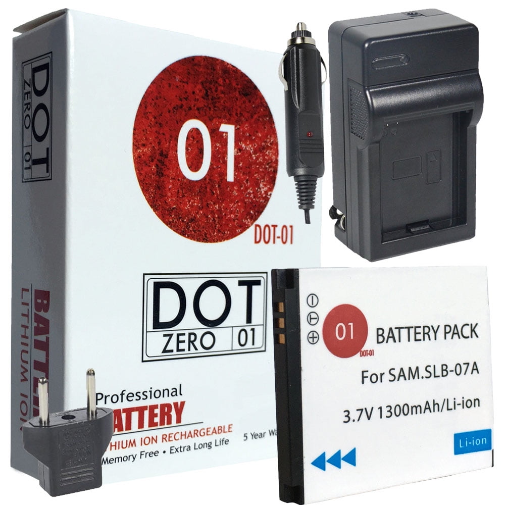 DOT01 Brand 1300 mAh Replacement Samsung SLB07A Battery and Charger