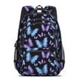 thumbnail image 2 of Butterfly and Blue Purple Black Pattern Backpack for School, Cute School Bag with Adjustable Shoulder Straps and Padded Back, 16.9"x12.6"x5.9", 2 of 4