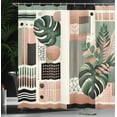 thumbnail image 3 of Ambesonne Monstera Shower Curtain, Mid Century Boho Shapes, 69"Wx75"L, Evergreen Pale Rust Brown, 3 of 4