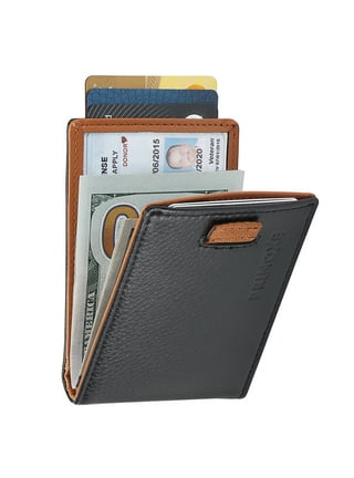 Mirrorlet Slim Card Holder Wallet, Trifold Classic Leather Wallet Wine for Men. Also Available in BLACK. Men’s Trifold Passcase with 6 Credit Card