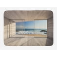 thumbnail image 1 of Modern Bath Mat, Empty Modern Lounge Area with Large Window and view of Sea Waves Rocks Art, Non-Slip Plush Mat Bathroom Kitchen Laundry Room Decor, 29.5 X 17.5 Inches, Beige Blue White, Ambesonne, 1 of 2