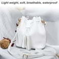 thumbnail image 4 of pitrice Bucket Bag Faux Leather Tassel Drawstring Crossbody Pouch Women Solid Color Shoulder Bag Handbag, White, 4 of 6
