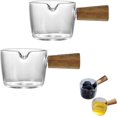 thumbnail image 1 of 50ml Mini Glass Measuring Cup Single Spout Coffee Measuring Cup Coffee Shot Glass with Wooden Handle for Milk Cream, 1 of 8