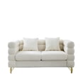 thumbnail image 2 of Spaco 60" Deep Seating Sectional Sofa, 2 Seater Comfort Teddy Fabric Couch, Soft Sitting with 2 Pillows for Living Room, Bedroom, Office, White, 2 of 11