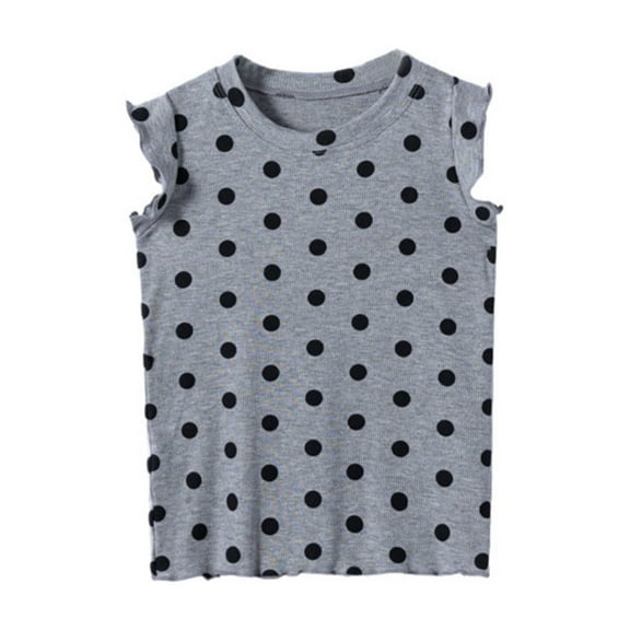 GBSYEWXS tops for girls Toddler Polka Dot print Sleeveless Size 4-5 Years T-shirts cute breathable Grey tee