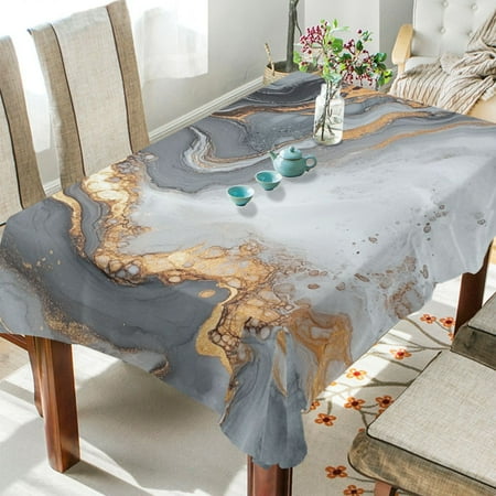 

WOBOGO Gray Gilt Patterns Square Tablecloth 60×90in Polyester Fabric Tablecloth Washable Dust Resistant Wrinkle Resistant