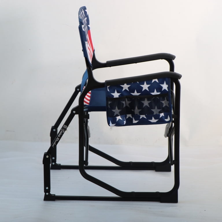 Seina Patriotic Outdoor Foldable Rocking Chair with Armrests, Cup