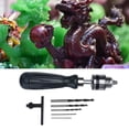 thumbnail image 5 of Keenso Manual Crank Drill, Carbon Steel, 06-6mm, Drill Bit Set for Jewelry and Wood 5pieces, 5 of 8