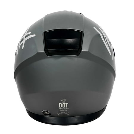 Westt Full Face Helmet - Motorcyle Helmet with Dual Visor DOT Approved - Grey S