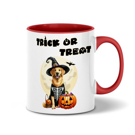 Trick or Treat Golden Retriever Needs Candy Happy Halloween Night 11oz Accent Two-tone Mug Goldens Dog Lover Gifts Idea Coffee Tea Cup - 02020