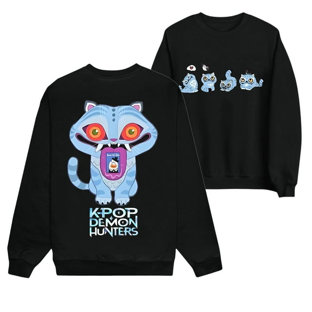 Moonsky Sudadera pop Demon Hun/er, sudadera Huntrix con cuello redondo, jersey de manga larga para mujer y hombre, ropa de calle, moda urbana (Negro S)