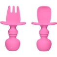 thumbnail image 1 of Tenedor y cuchara de silicona para bebés, juego de destete LED para bebés, etapa 1 durante 6 meses (P, 1 of 5