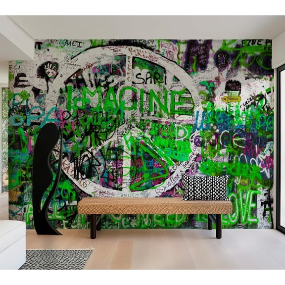Street Art Wallpaper Wall Mural - Imagine Graffiti Green