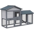 thumbnail image 1 of CHENZM 58" Rabbit Hutch, Wooden Bunny Hutch, Guinea Pig Cage, Small Animal Enclosure with Run Area, Removable Tray, Asphalt Roof, Lockable Doors and Ramp, Dark Gray, 1 of 18