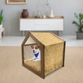 thumbnail image 3 of Tribal Pet House, Art with Quirky Forms Abstract Cultural Design, Outdoor & Indoor Portable Dog Kennel with Pillow and Cover, 5 Sizes, Sand Brown Ginger, by Ambesonne, 3 of 5