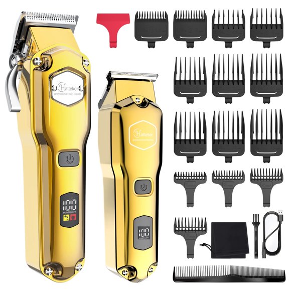 Hatteker Hair Clipper & Trimmer Set for Men IPX7 Waterproof Cordless Barber Clipper for Hair Cutting Kit with T-Blade Trimmer Beard Trimmer Kids Clipper Professional USB Rechargeable