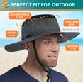 thumbnail image 6 of SUN CUBE Wide Brim Sun Hat For Men Outdoor, Women Sun Protection Safari Hat, Hiking Boonie Hat UV, Fishing Summer Hat for Beach Camping UPF 50+, Grey, 6 of 9