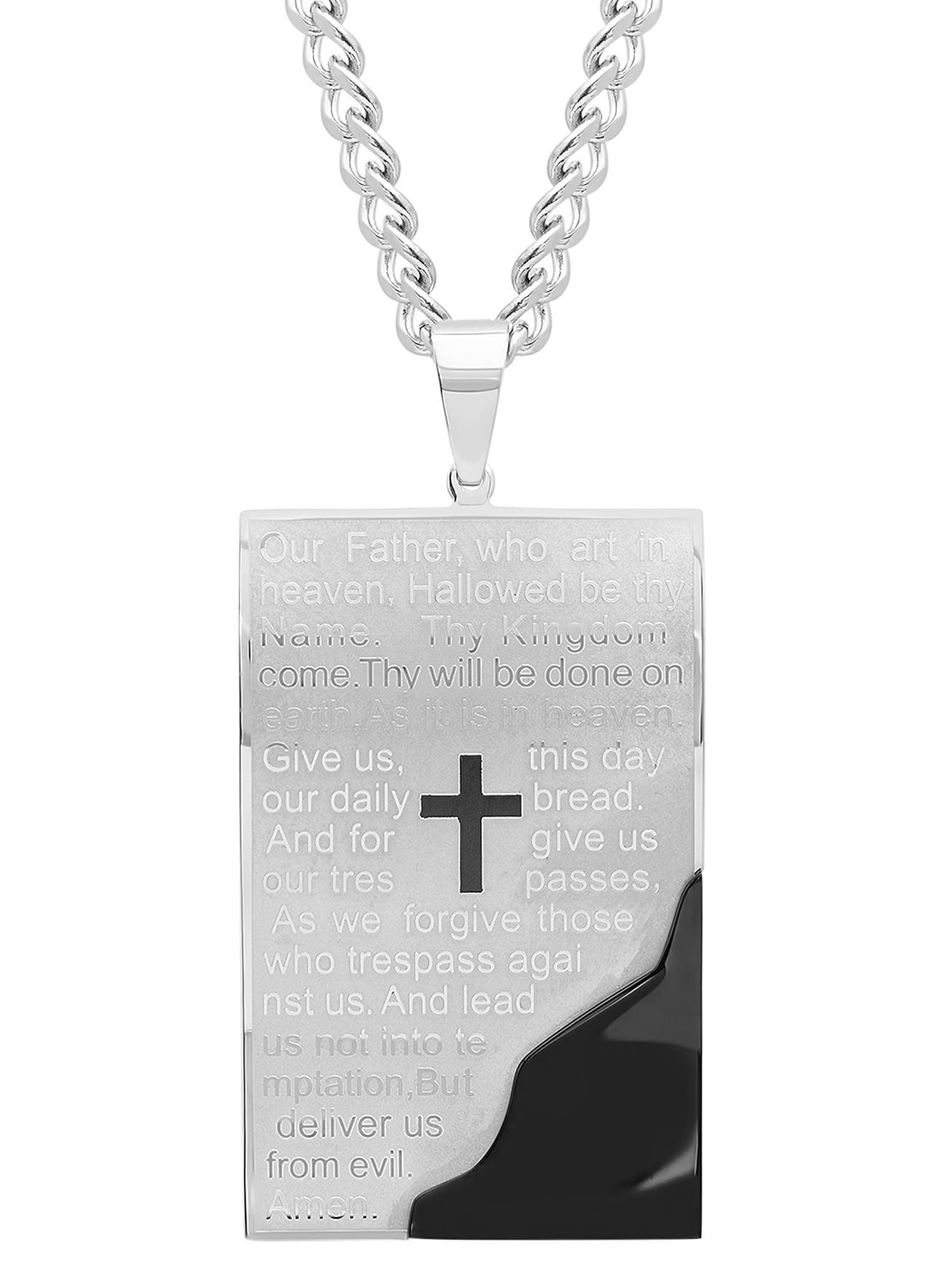 Prayer Curved Dog Tag Pendant Necklace 