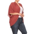 thumbnail image 2 of Women's Plus Size Loose Fit 3/4 Sleeves Kimono Style Open Front Solid Cardigan, 2 of 5