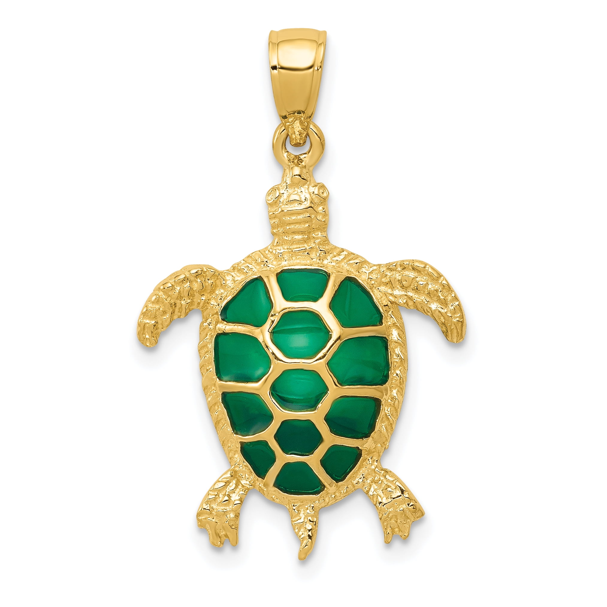 Fine 10k Gold Sea Turtle Charm Pendant Necklace