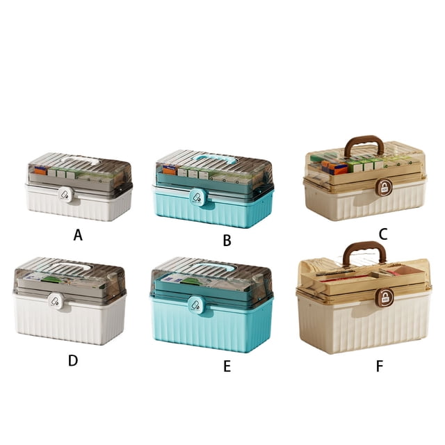 Langgg Compartiments de Rangement pour Pilules Portables, Étui de Rangement avec Poignée, Boîte de Rangement Transparente avec Boucle pour Image Extra Grand 32*18*22