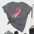 thumbnail image 2 of Honeeladyy Breast Cancer Awareness Shirts Women Pink Ribbon T-Shirts Cancer Fighter Leopard Heart Graphic Tee Short Sleeve Tops #Xm-Gray-XL, 2 of 5