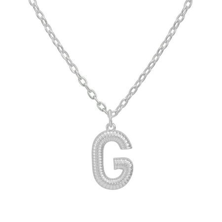 Time and Tru Women's Silvertone Initial G Necklace with Giftable Pouch