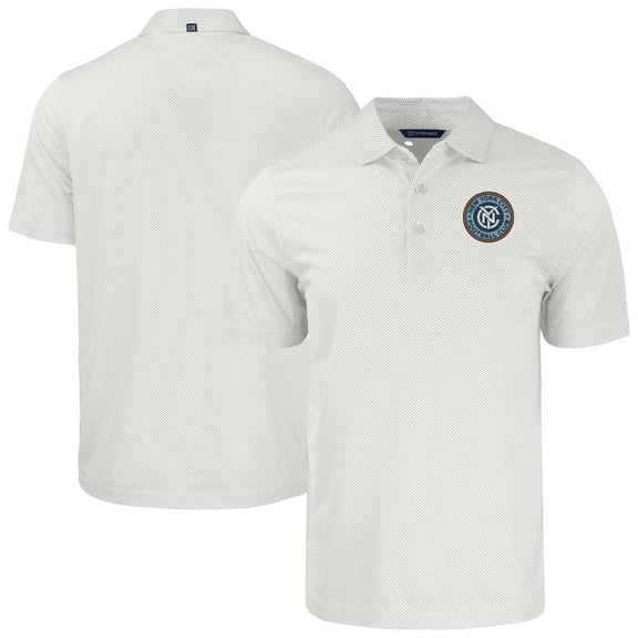 Men's Cutter & Buck White/Gray New York City FC Pike Eco Symmetry Print Stretch Recycled Polo