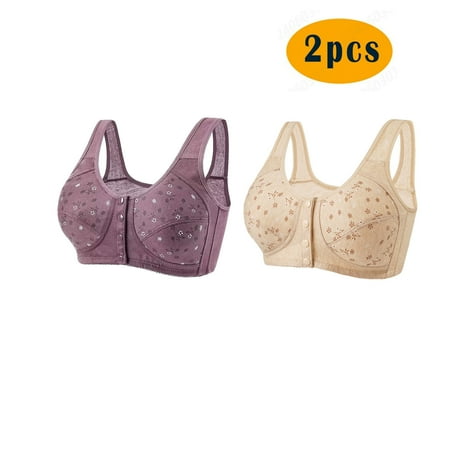 Crunowin Wireless Bra 2Pc Women s Plus Size  Solid Color Non-Steel Ring Gathering Casual Comfort Bras for Women Beige 3XL