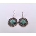 thumbnail image 2 of Square Turquoise Silver Dangle Earrings STSDE, 2 of 10