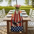 thumbnail image 3 of American Flag Short Table Runner 48 Inches Long, Eagle Blue Red USA Flag Retro Cotton Linen Table Runners Dresser Scarves, Fabric Tabletop Scarf Furniture Cover for Home Dinner Party Decor 13"x48", 3 of 8