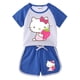 thumbnail image 2 of Hello Kitty-ropa transpirable de algodón puro para niños, conjunto de dos piezas, moda informal para niñas, pantalones cortos de manga corta, traje deportivo para niño, 2 of 5