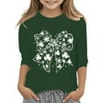 thumbnail image 1 of LUOGENLI T-Shirt pour Filles T-Shirt Graphique pour Filles Fête de la Saint-Patrick à la Mode Polyvalent Col Rond Manches 3/4 T-Shirt Décontracté Haut Maxi Hauts Vert Foncé 7-8 Ans, 1 of 4