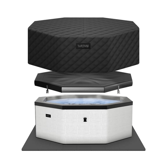Wave Como 6-Person Octagon Eco-Foam Hot Tub | 90-Jet Massage & Wi-Fi Eco Heater | Pebble White | EnergySave Bundle