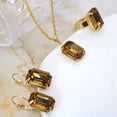 thumbnail image 5 of Fashion Color Crystal Jewelry Set Geometry Rectangle Pendant Rhinestone Necklace Rings and Drop Earrings for Women Ladies Gifts Gold Plated, 5 of 6