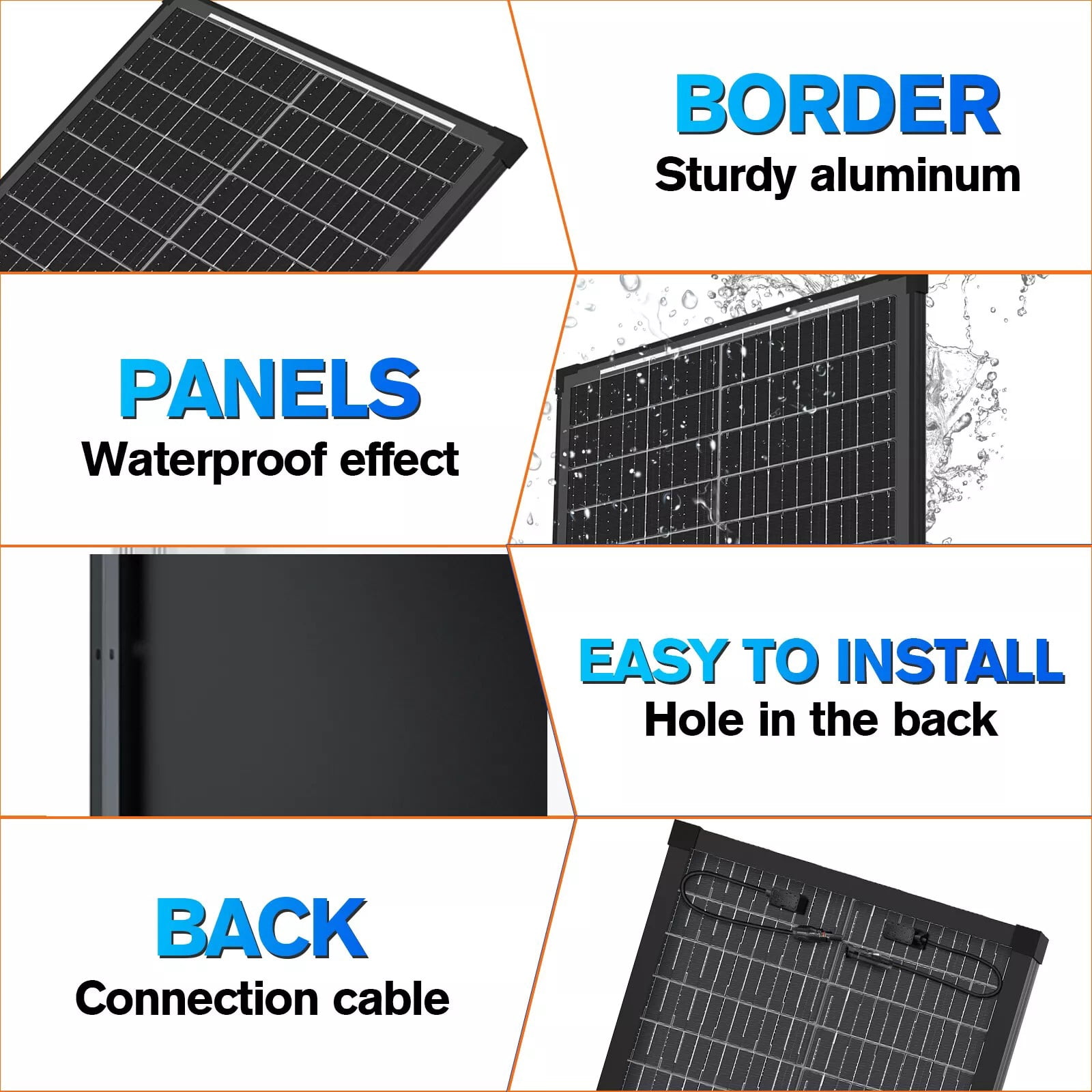 100 Watt Solar Panel Bifacial 12V Home PV Power Off-Grid RV Camper System Carava